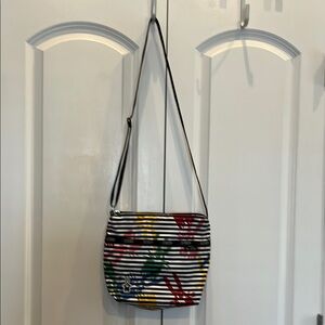 LeSportsac Black and White Crossbody Bag with Textured Design